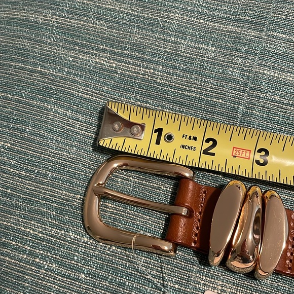 Anthropologie Belt Leather LARGE Structured Keeper Goldtone Buckle Honey NEW - Picture 10 of 13